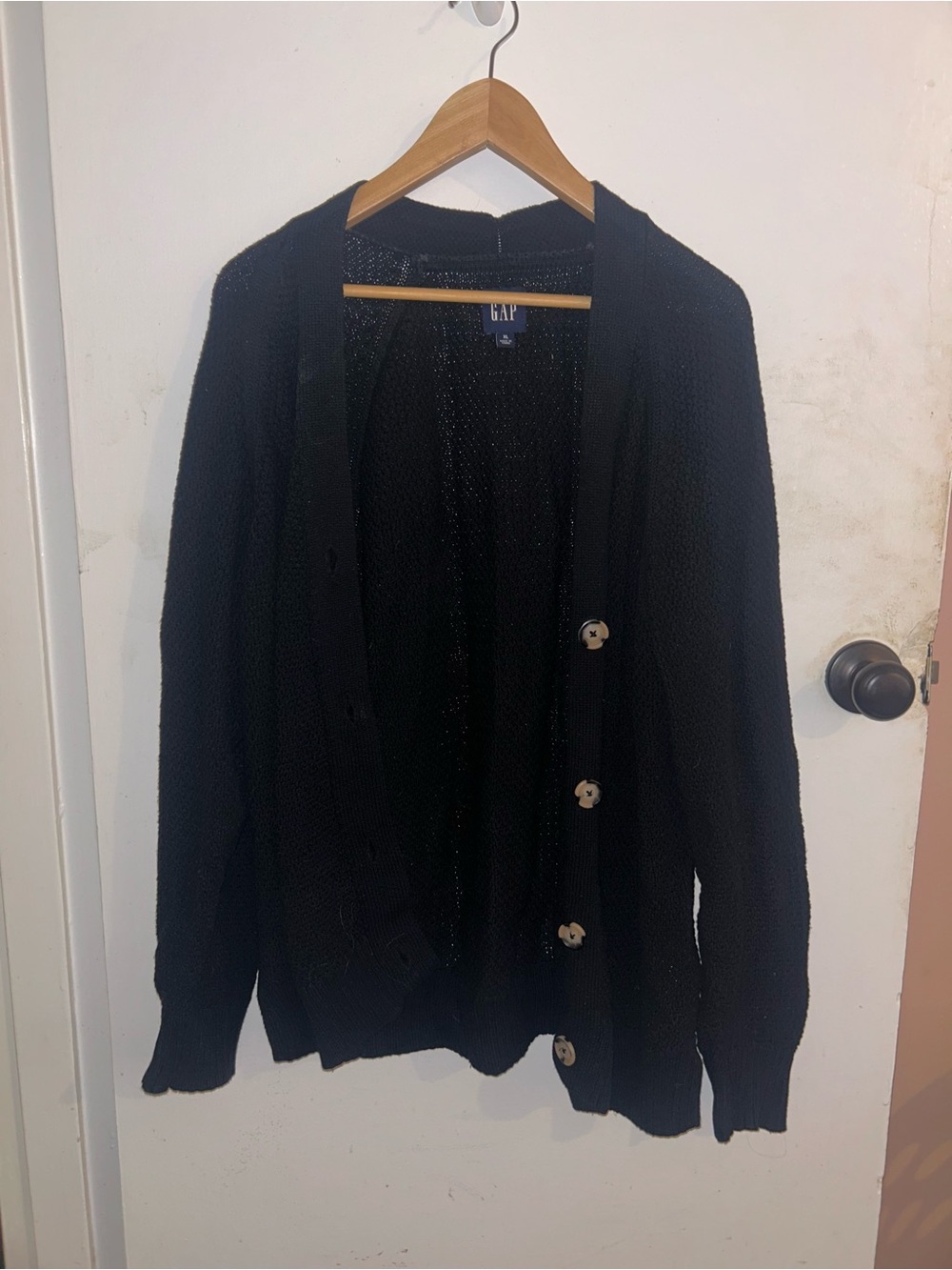 GAP Men's Black Knit Button Cardigan